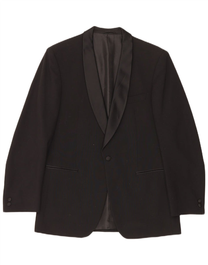 Wilvorst Herren-Blazer mit 1 Knopf, UK 38, Mittelschwarz, Schurwolle