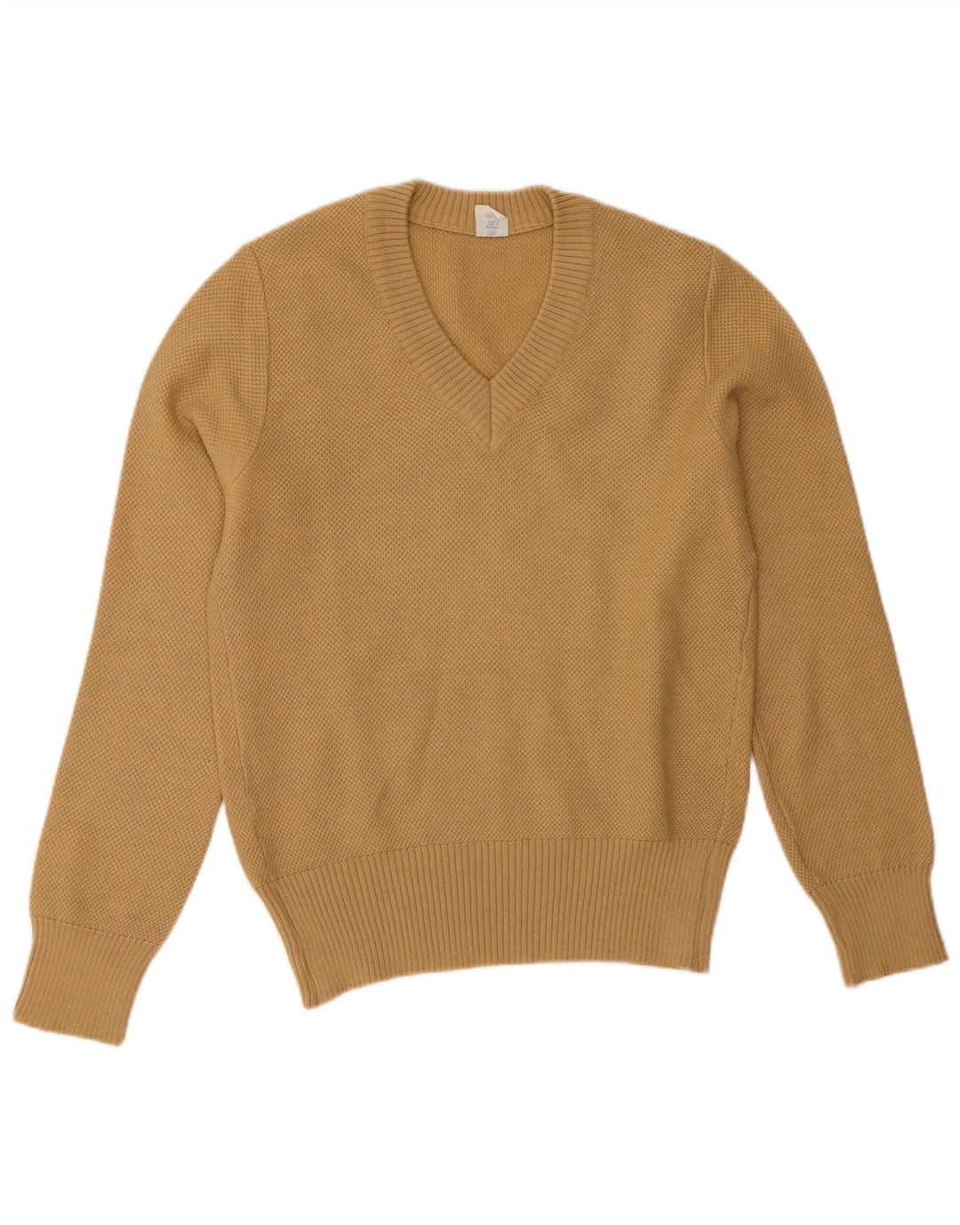 Vintage Damen V-Ausschnitt Pullover Pullover UK 10 Small Beige