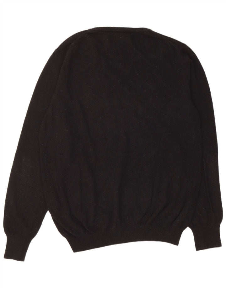 Liu Jo Herren-Pullover mit V-Ausschnitt, groß, schwarze Schurwolle