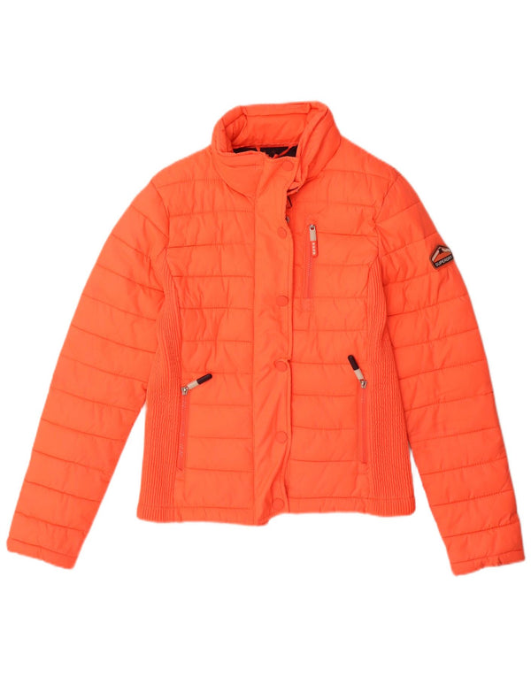 SUPERDRY Damen Wattierte Jacke UK 10 Small Orange Polyester