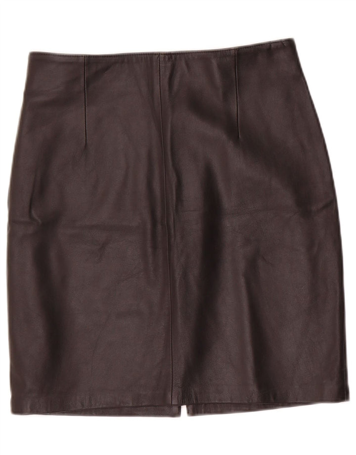 Vintage Damen Mini Lederrock IT 40 Small W28 Schwarz