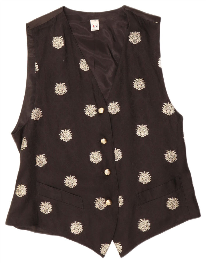 TRU Damen Weste EU 40 Medium Black Floral Acetate