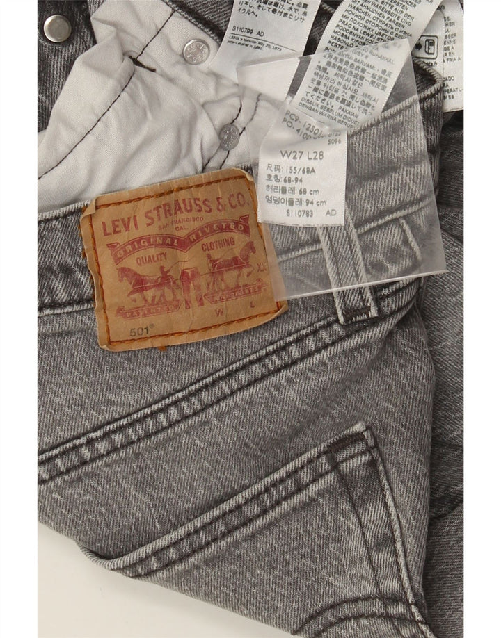 Levi's Damen 501 Straight Jeans W27 L28 Graue Baumwolle