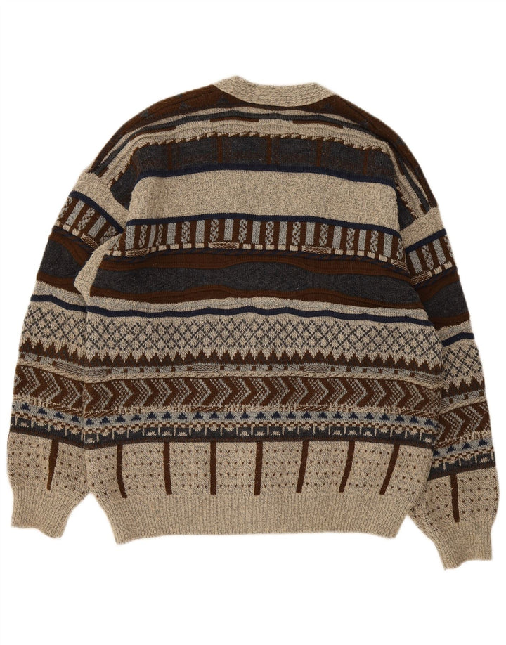 Kanada Herren-Strickjacke, groß, grau, geometrisch, Acryl