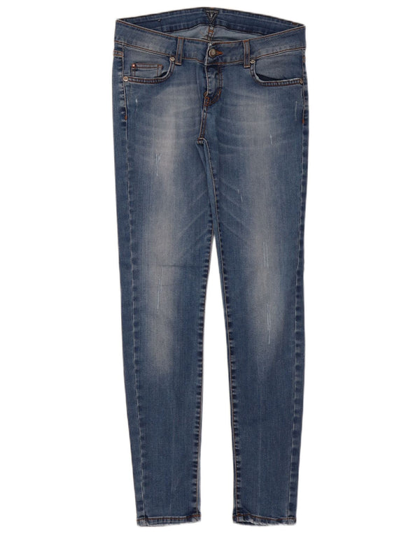 Wampum Damen Distressed Skinny Jeans IT 44 Medium W30 L30 Blaue Baumwolle