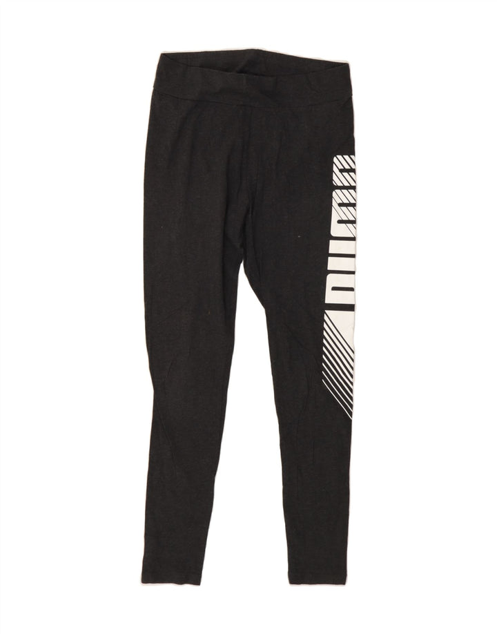 PUMA Womens Graphic Leggings UK 12 Medium Grey Cotton Vintage Puma and Second-Hand Puma from Messina Hembry 