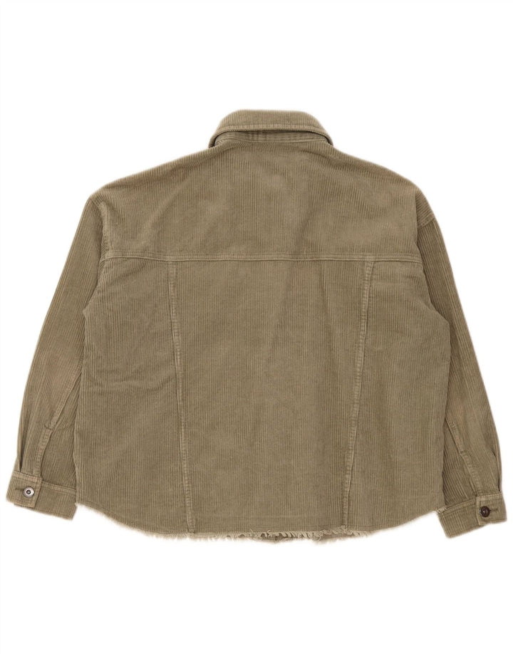 Übergroßes Cordhemd von Zara für Damen, UK 14, mittlere Khaki-Baumwolle