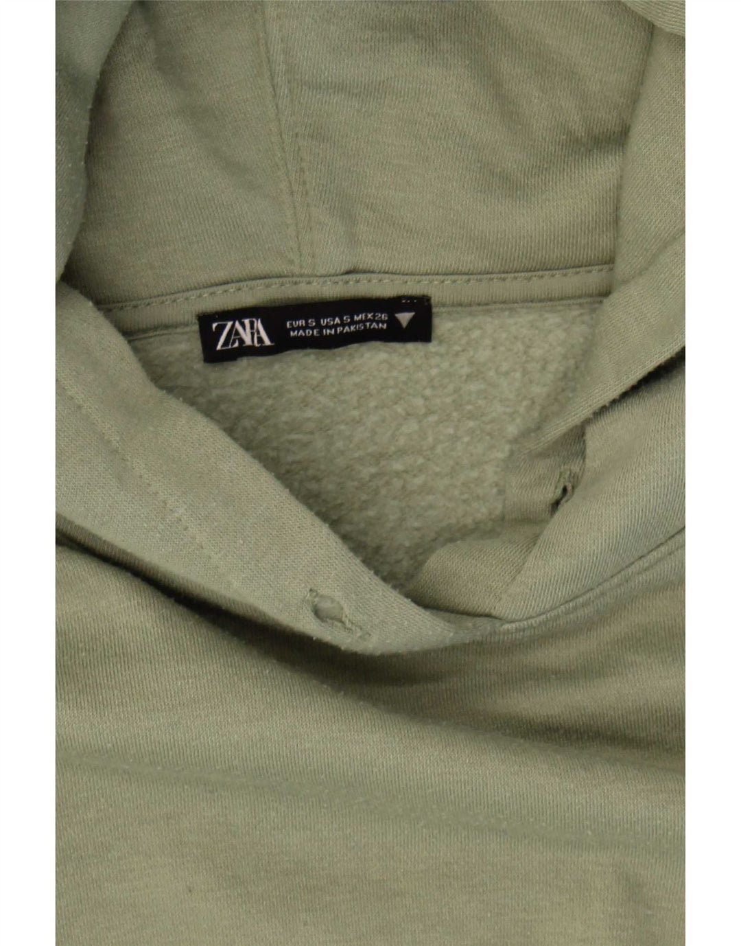Zara Damen Crop Hoodie Pullover UK 10 Small Grün Polyester