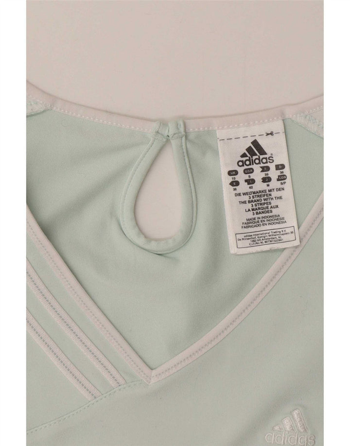 Adidas Damen Climalite T-Shirt Top UK 10 Small Türkis Polyester