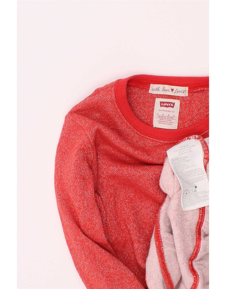 Levi's Mädchen-Sweatshirt-Pullover, 5–6 Jahre, mittelrote Baumwolle