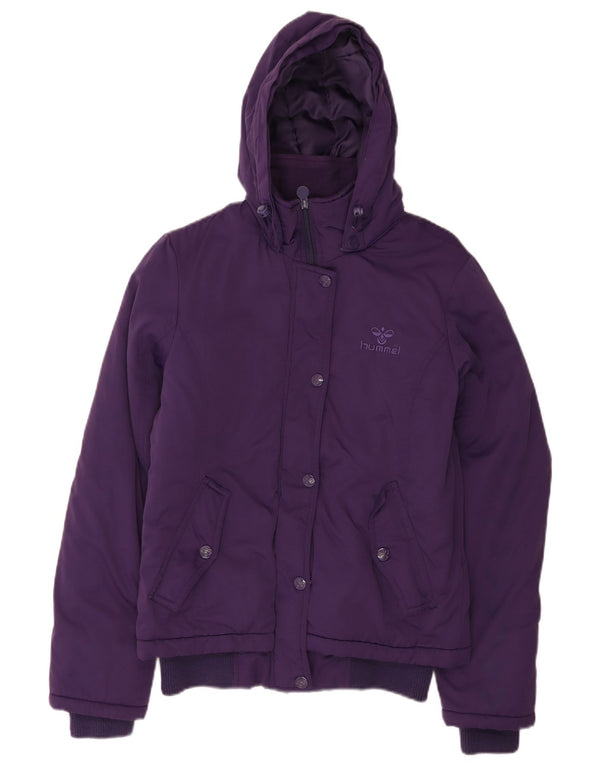 Hummel Wattierte Damenjacke mit Kapuze, UK 14, mittelviolettes Nylon