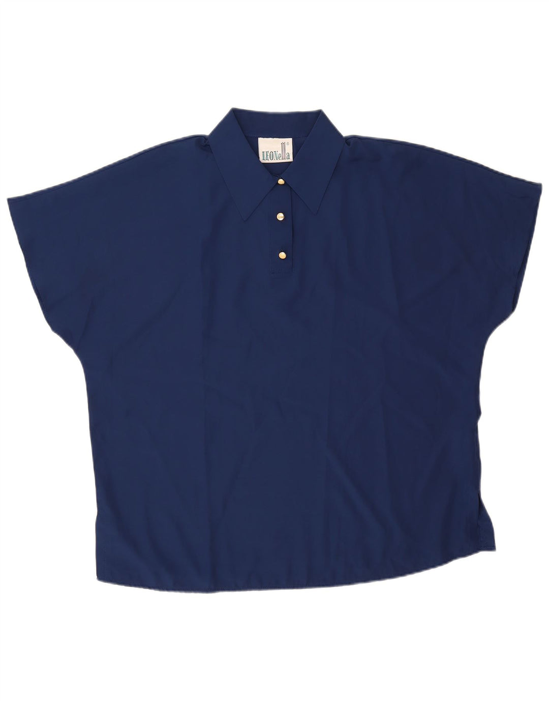 Vintage Damen Übergroßes Poloshirt UK 18 XL Marineblau Polyester