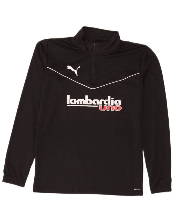 Puma Herren Lombardia Uno Graphic Zip Neck Pullover Trainingsanzug Top Small Schwarz