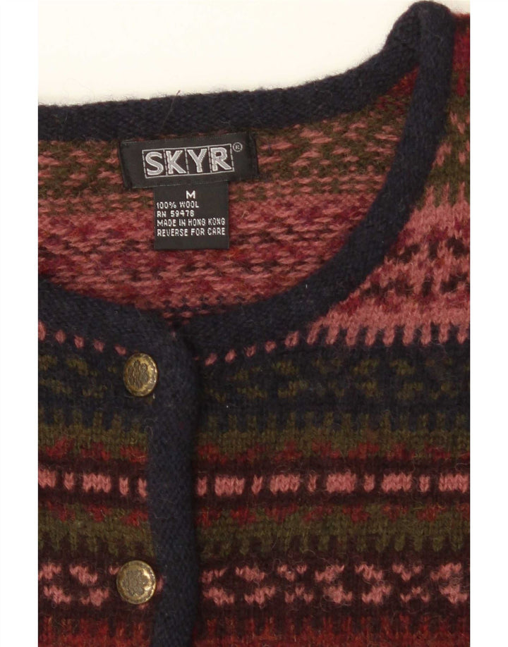 Vintage Damen Cardigan Pullover UK 14 Medium Mehrfarbig Fair Isle Wolle