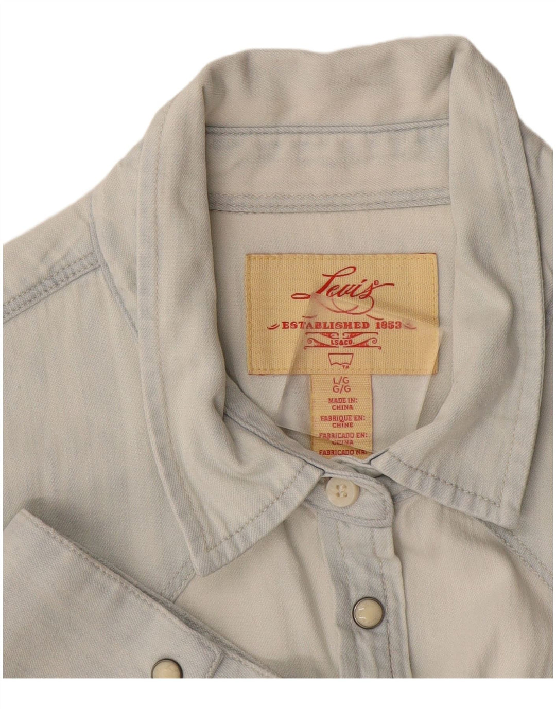 Levi's Damen Kurzarm-Jeanshemd UK 16 Large Blau