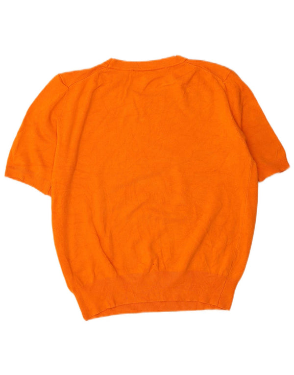 Zara Damen Crop Kurzarm-Pullover mit U-Boot-Ausschnitt, UK 14, Mittelorange