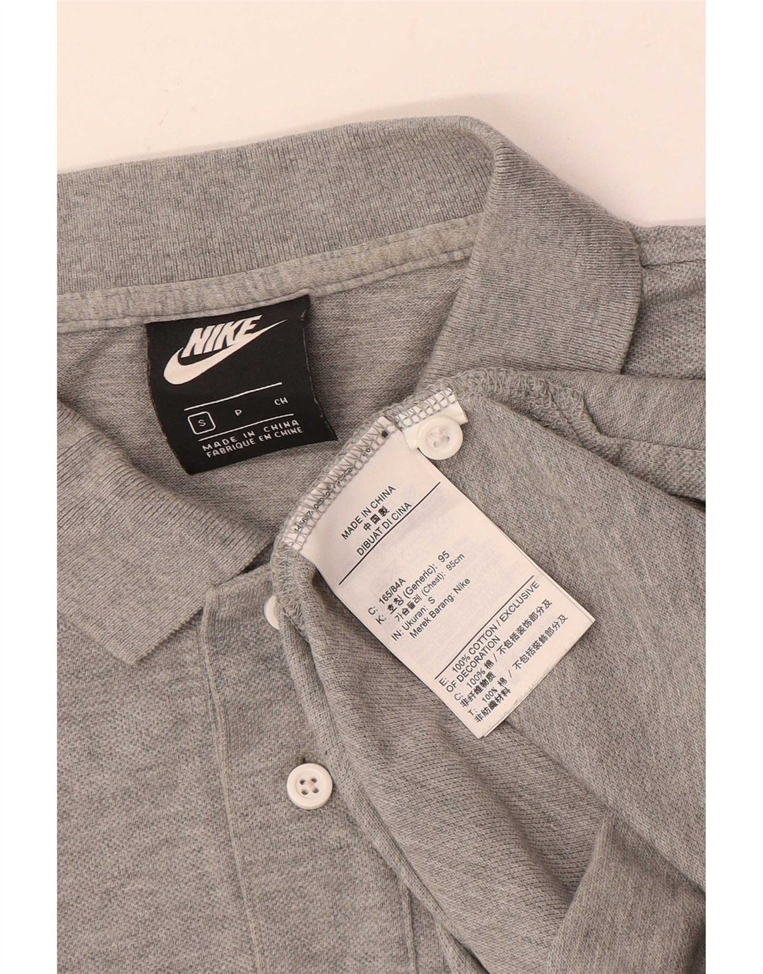 Nike Herren-Poloshirt mit normaler Passform, kurzärmelig, Größe S, Grau, Baumwolle