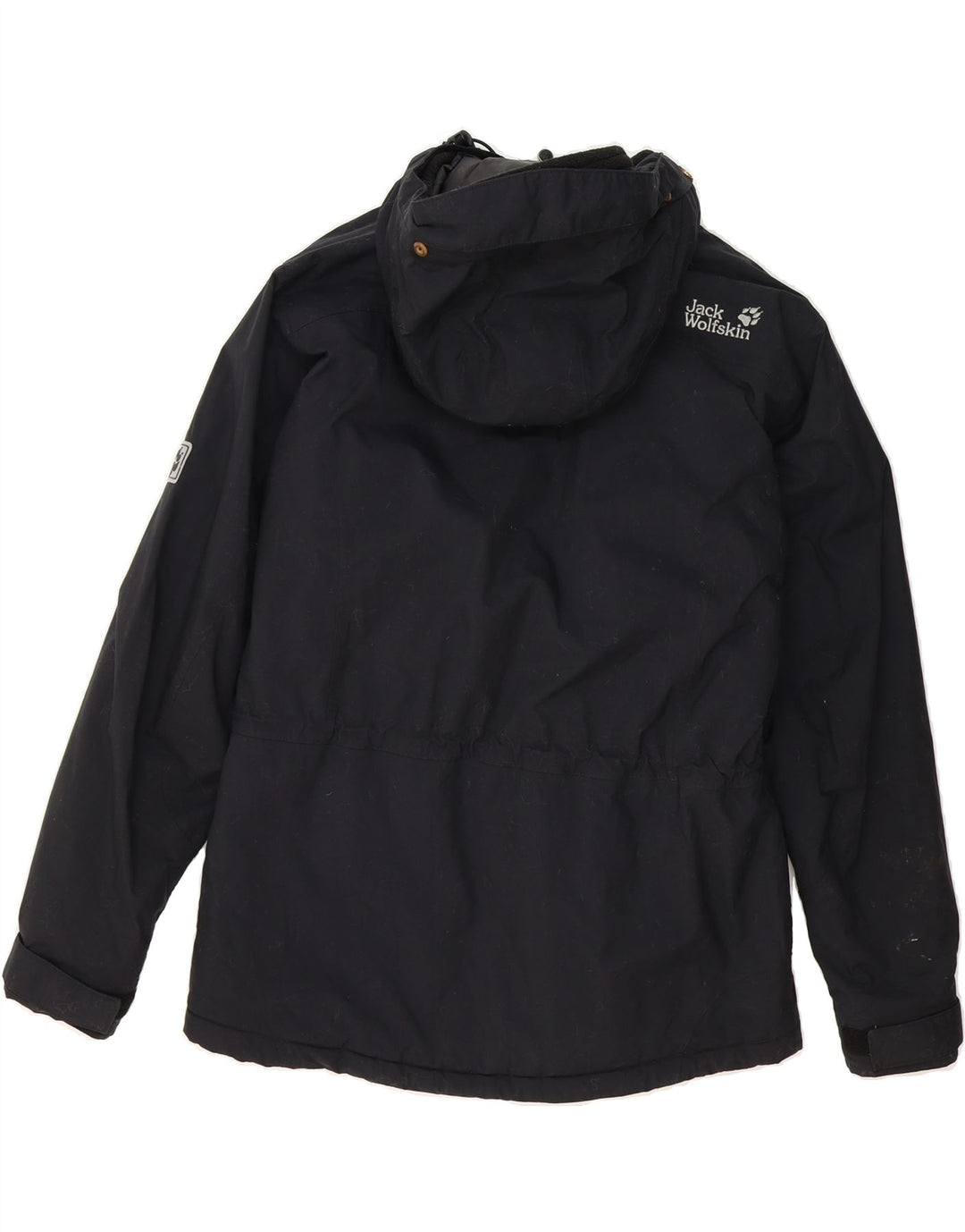 JACK WOLFSKIN Womens Hooded Windbreaker Jacket UK 14/16 Large Black Vintage Jack Wolfskin and Second-Hand Jack Wolfskin from Messina Hembry 