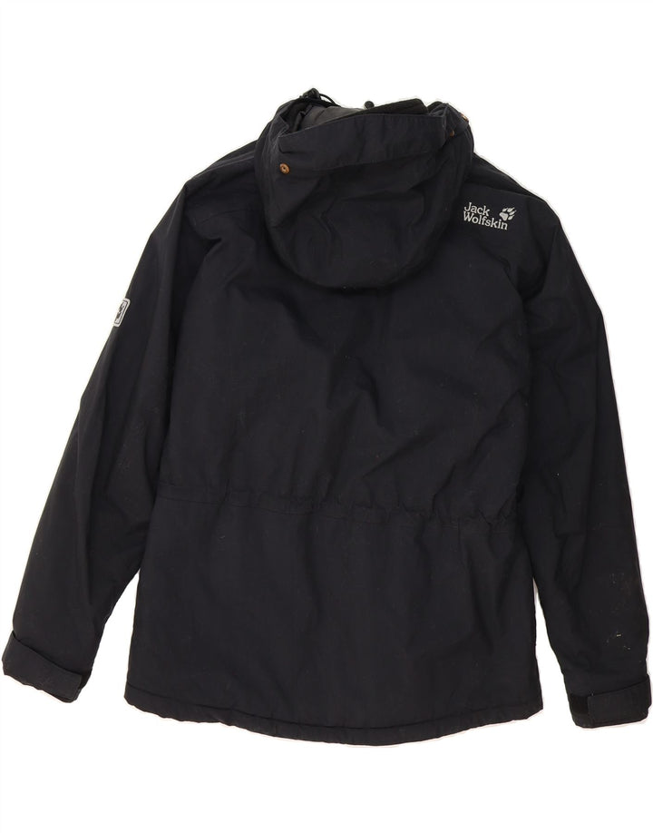 JACK WOLFSKIN Womens Hooded Windbreaker Jacket UK 14/16 Large Black Vintage Jack Wolfskin and Second-Hand Jack Wolfskin from Messina Hembry 