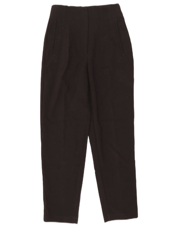 Zara Damen-Anzughose mit hoher Taille, konisch zulaufend, XS, W24, L26, Schwarz, Polyester