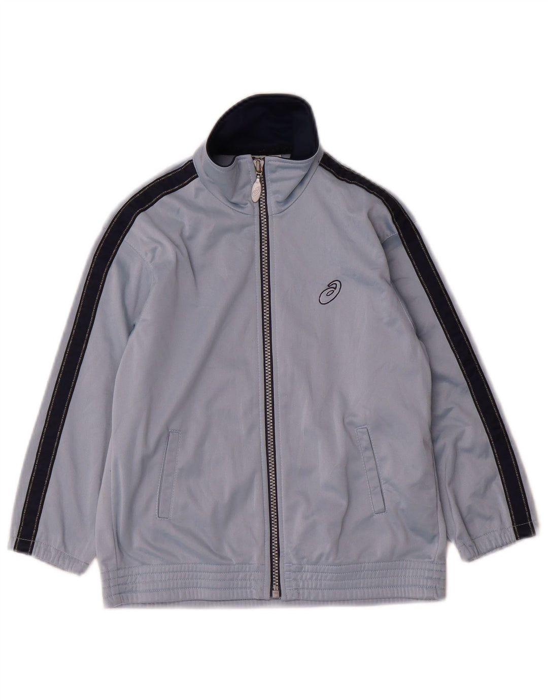 ASICS Jungen-Trainingsanzug-Top-Jacke, 5–6 Jahre, blaues Farbblockdesign