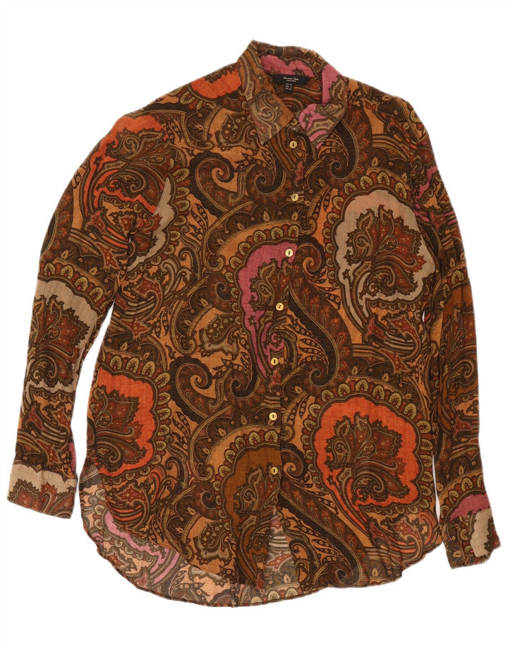 Massimo Dutti Damen Übergroßes Hemd EU 34 2XS Braun Paisley
