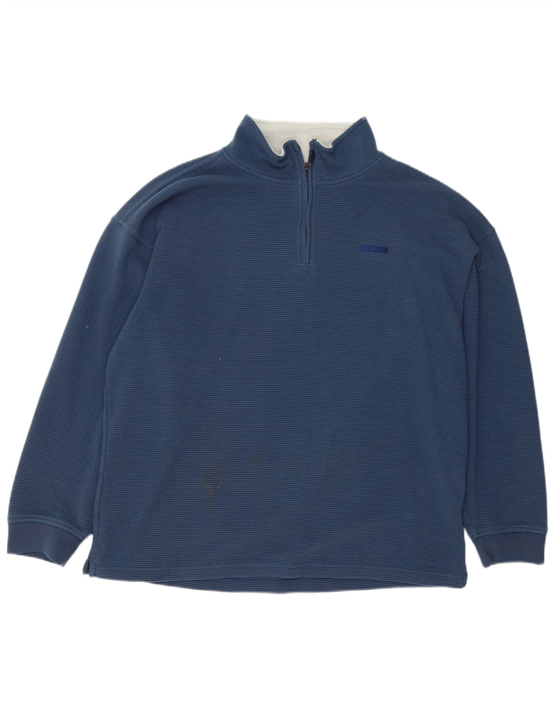 Reebok Herren-Sweatshirt mit lockerer Passform und Reißverschluss am Hals, Größe L, blau, Polyester