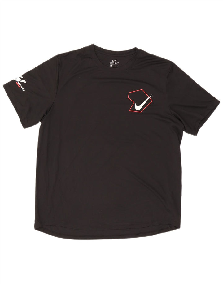 NIKE Herren Dri Fit Graphic T-Shirt Top Large Schwarz Polyester