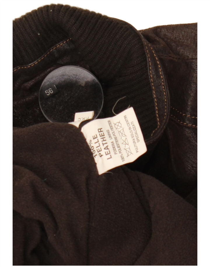 VINTAGE Herren Lederjacke IT 56 3XL Braunes Leder