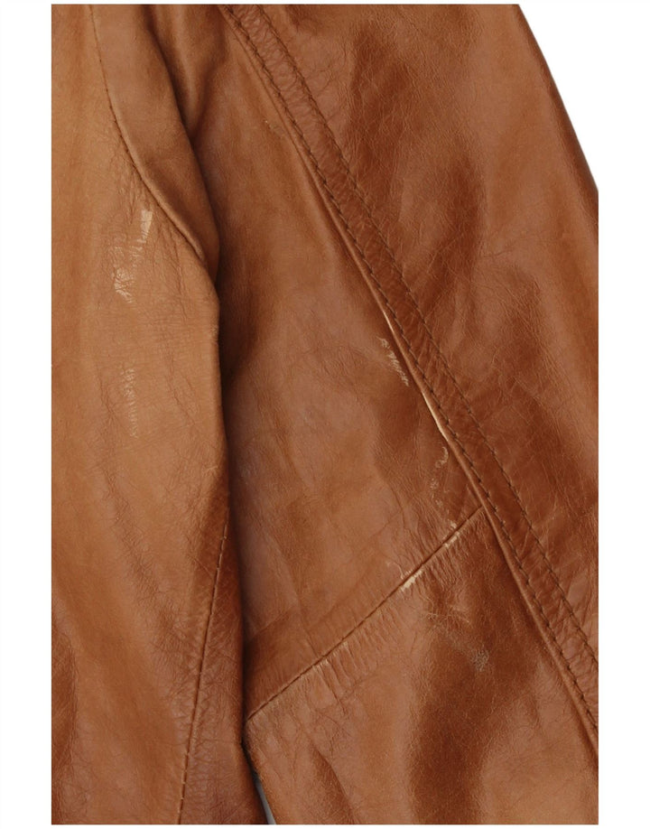 Pimkie Damen Bomber-Lederjacke UK 12 Mittelbraun