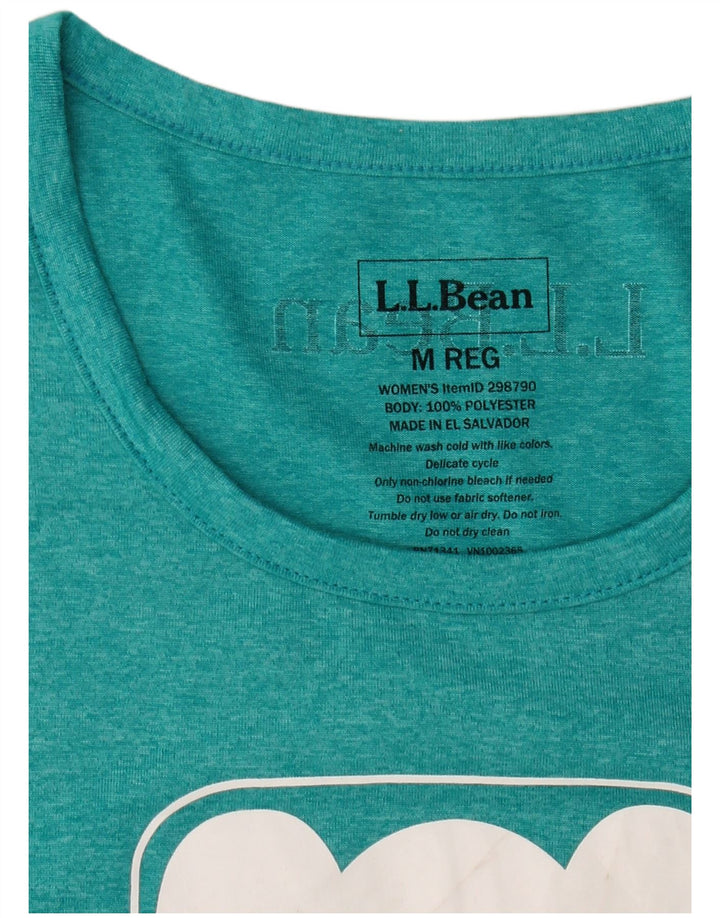L.L.BEAN Damen Grafik-T-Shirt-Oberteil UK 12 Medium Türkis meliert