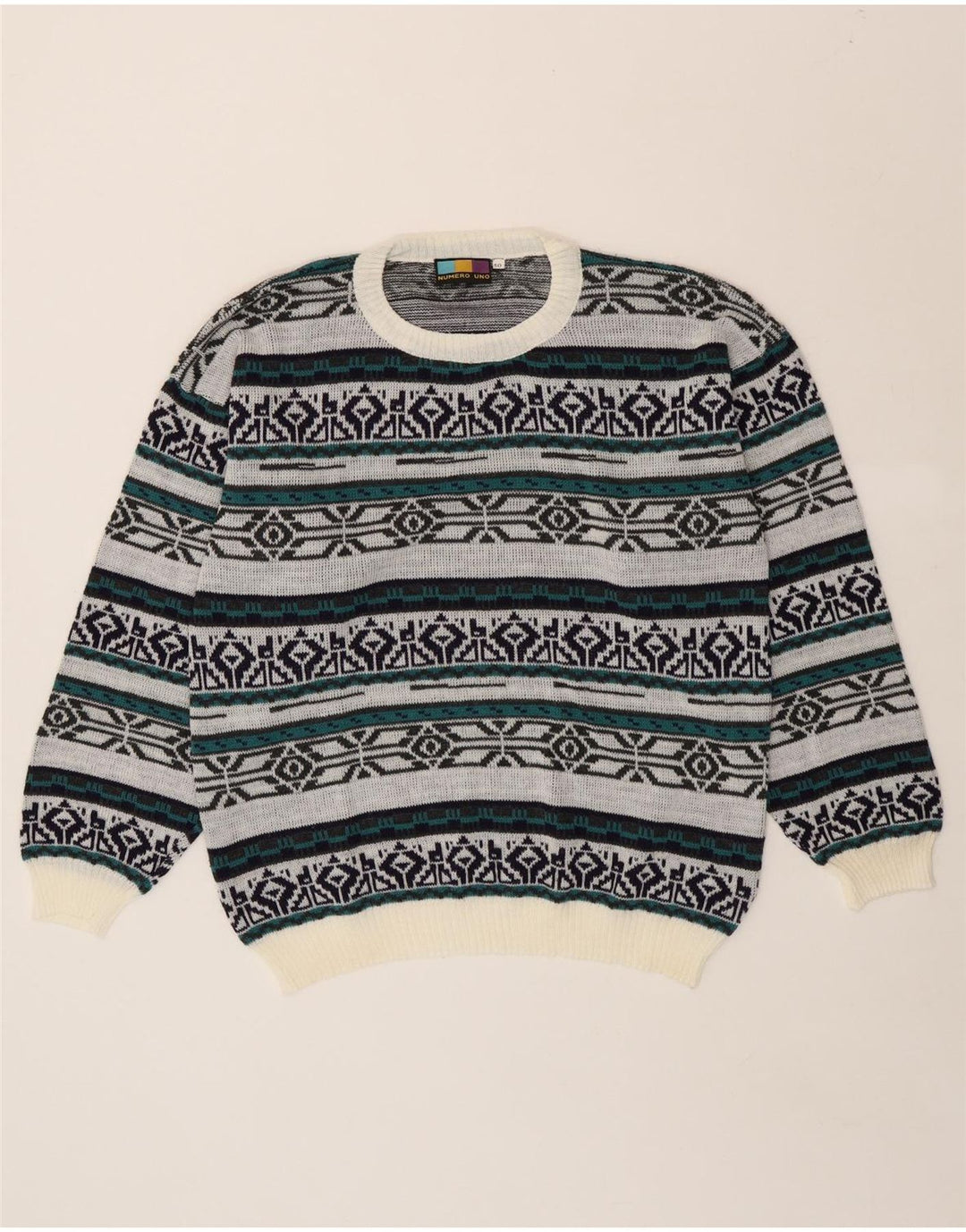 NUMERO UNO Womens Crew Neck Jumper Sweater IT 50 XL Multicoloured Vintage Numero Uno and Second-Hand Numero Uno from Messina Hembry 
