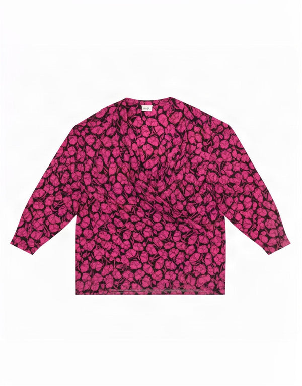 ELENA MIRO Langarm-Blusenoberteil für Damen UK 18 XL Pink Floral Acetate