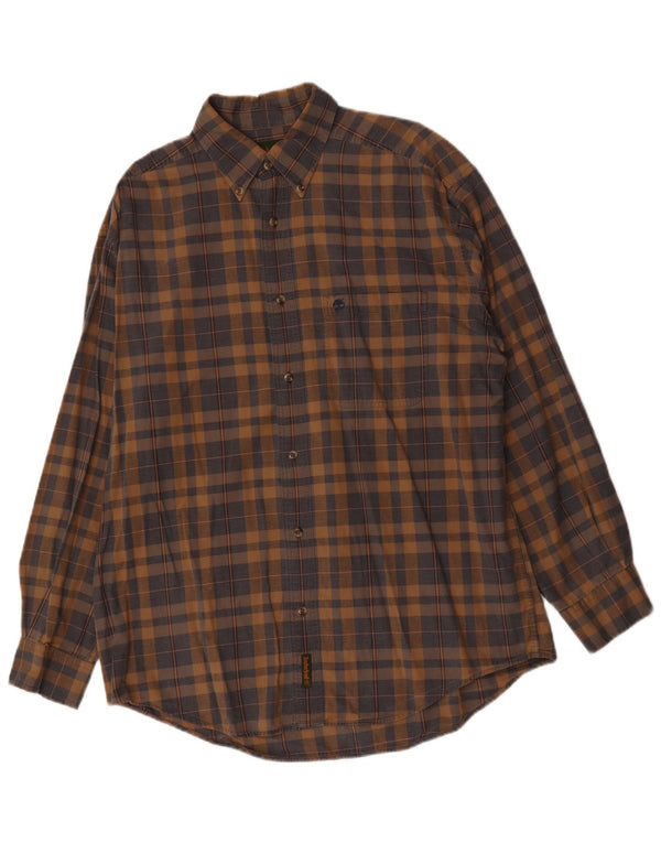 Timberland Mens Shirt Medium Brown Check Cotton