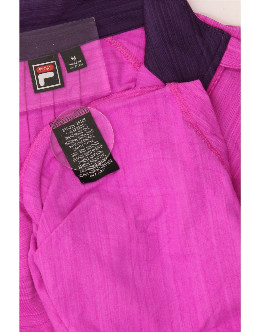 FILA Womens Zip Neck Pullover Tracksuit Top UK 12 Medium Pink Pinstripe Vintage Fila and Second-Hand Fila from Messina Hembry 