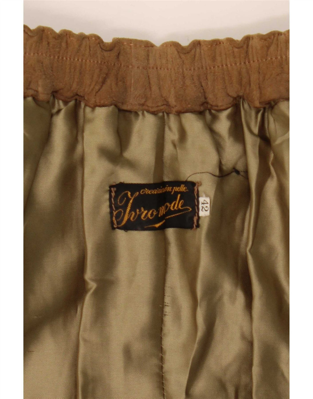 Vintage Damen Wildleder Wickelrock IT 42 Medium W27 Beige Leder