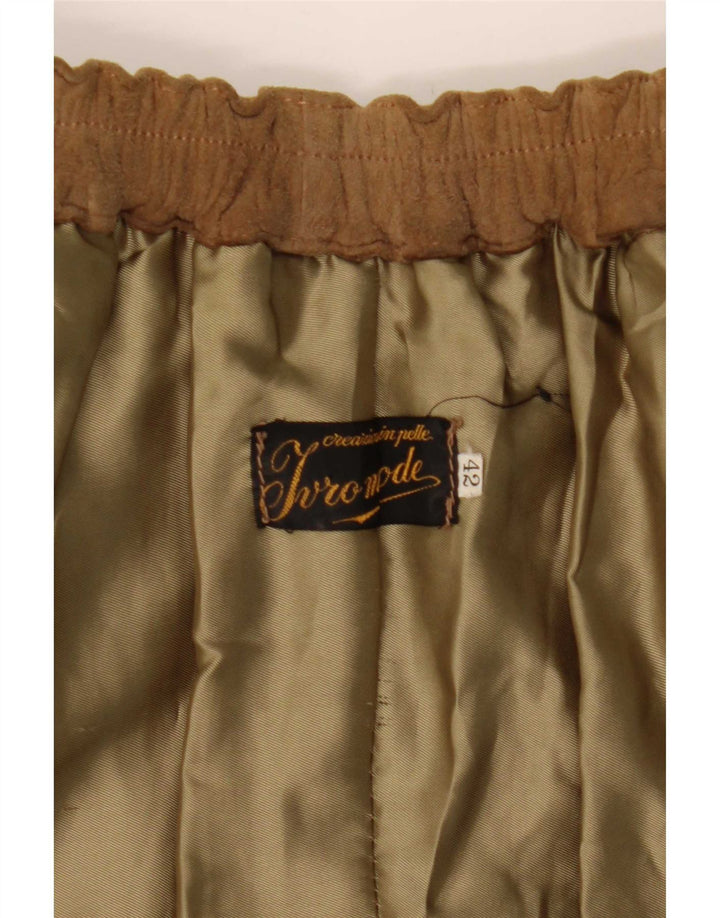 Vintage Damen Wildleder Wickelrock IT 42 Medium W27 Beige Leder