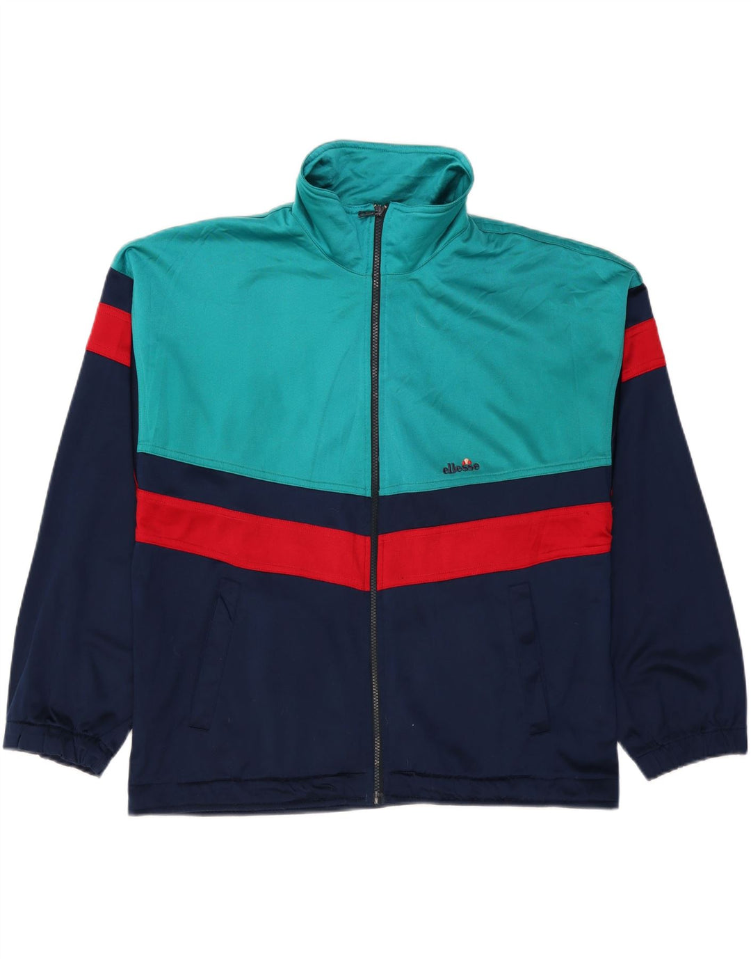 ELLESSE Herren-Trainingsanzug-Top-Jacke, mittelgroß, Marineblau, Farbblock