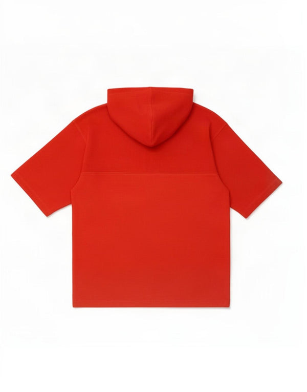 Puma Herren-T-Shirt mit Kapuze und Reißverschluss am Hals, groß, aus roter Baumwolle