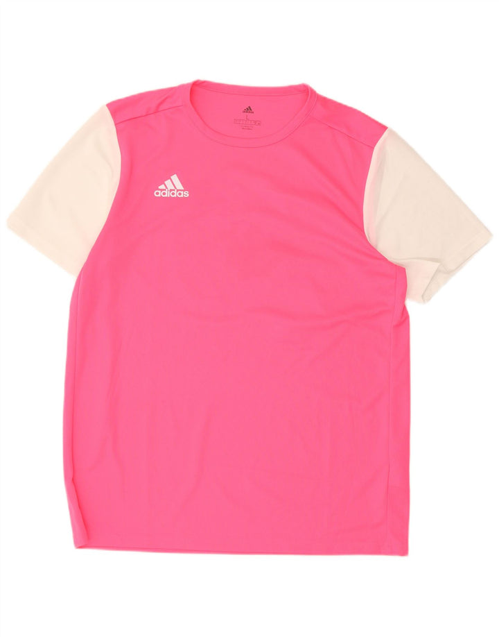 ADIDAS Herren Climalite Graphic T-Shirt Top Large Pink Colourblock Polyester