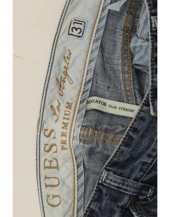 Guess Herren Distressed Slim Jeans W31 L30 Blaue Baumwolle