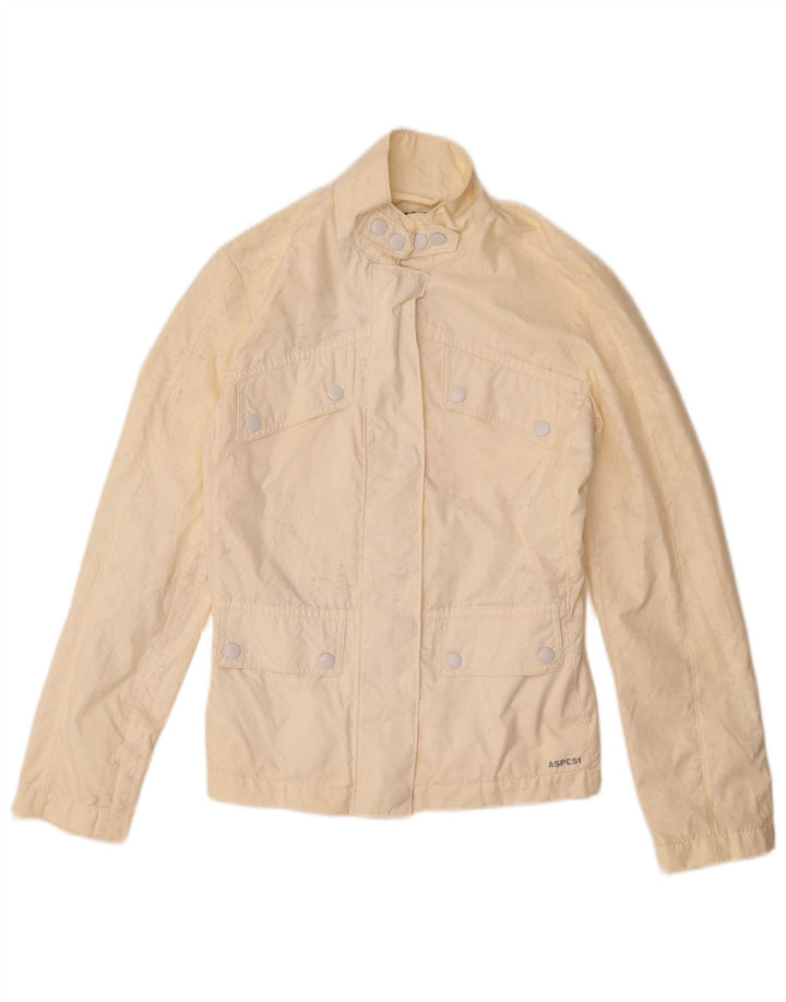 Vintage Damen Utility Jacke UK 6 XS Beige Nylon
