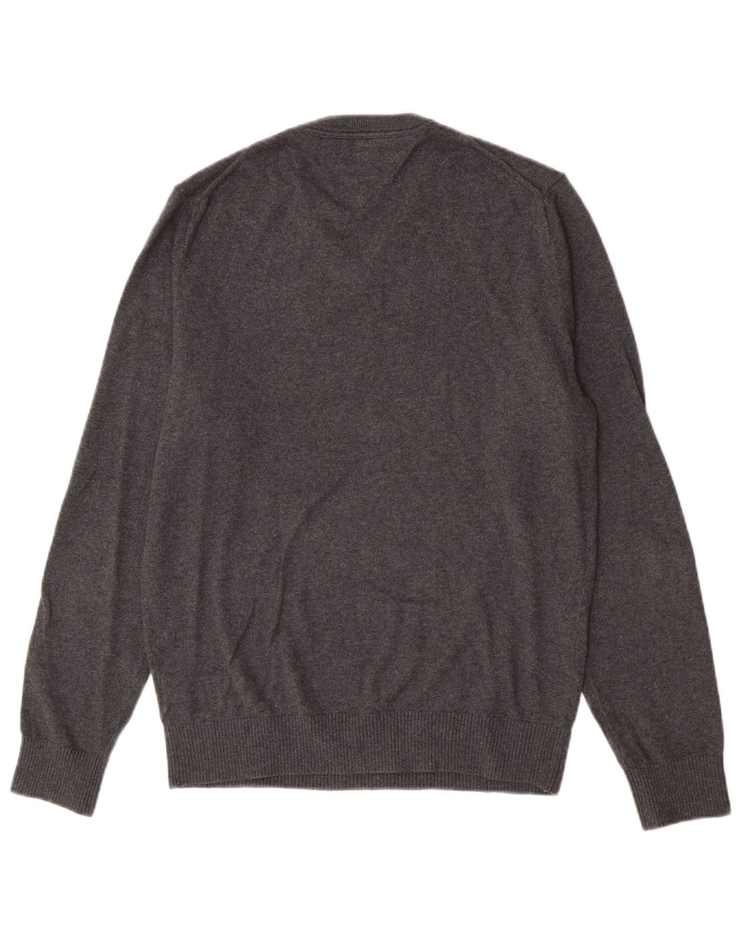 Tommy Hilfiger Herren-Pullover mit V-Ausschnitt, Größe S, graue Baumwolle