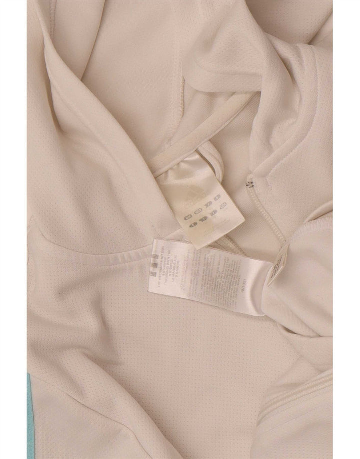 Adidas Damen Zip Hoodie Pullover UK 12 Mittelweißes Polyester