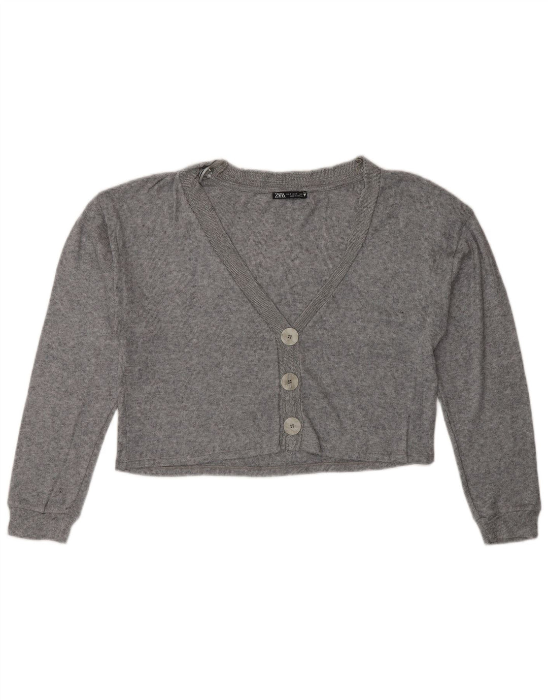 Zara Damen Crop Oversized Cardigan Pullover UK 10 Small Grau