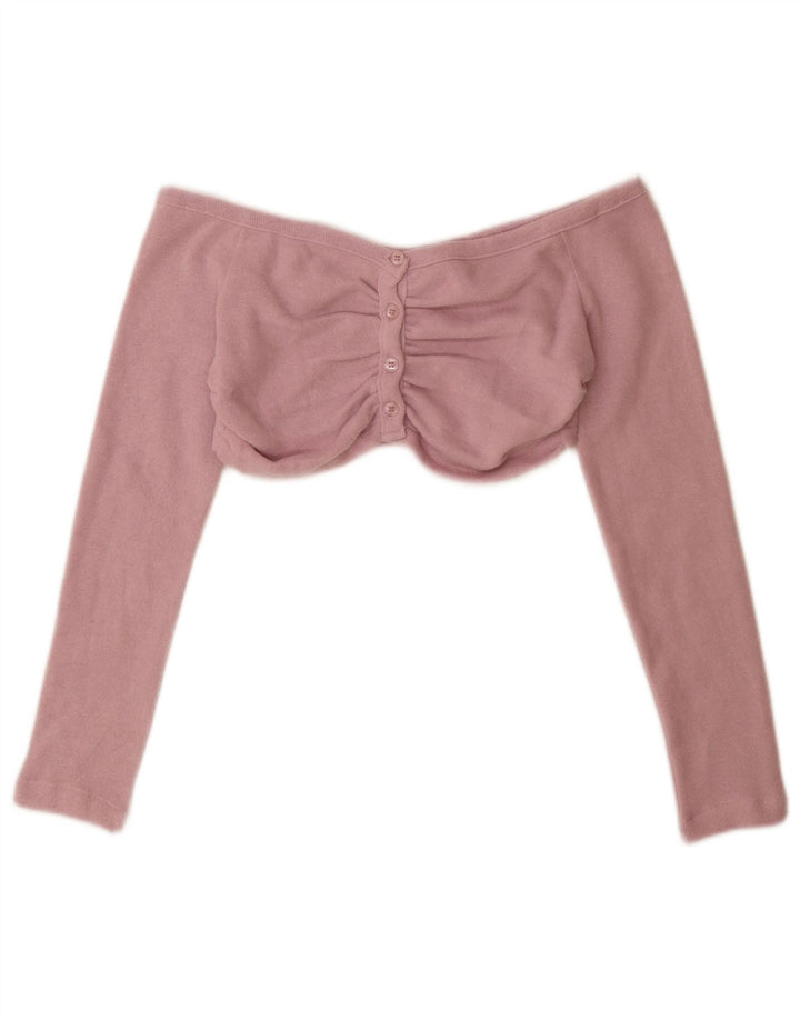 Zara Damen Crop Cardigan Top UK 12 Mittelrosa