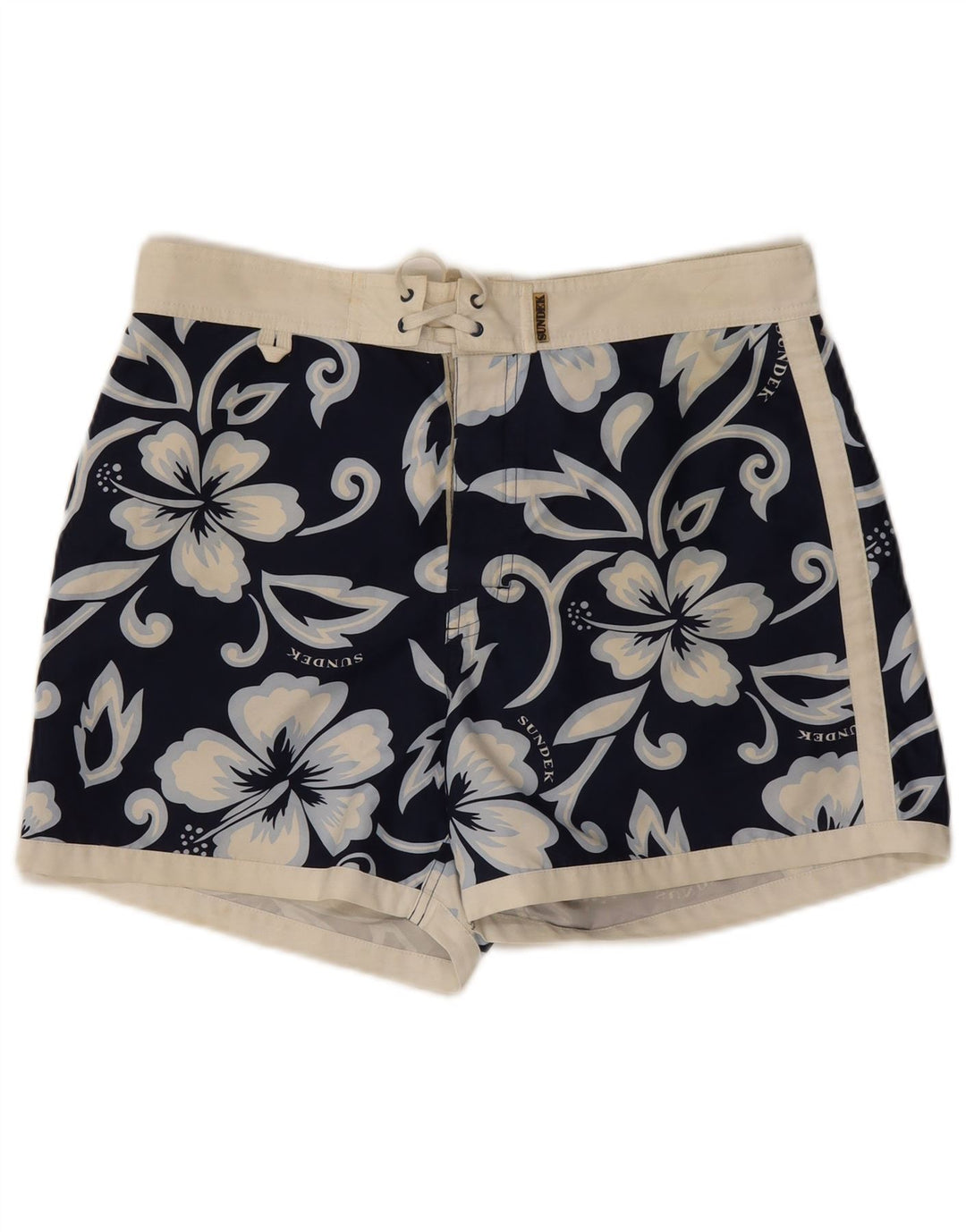 Sundek Herren-Badeshorts, mittelgroß, marineblau, geblümt, Polyester