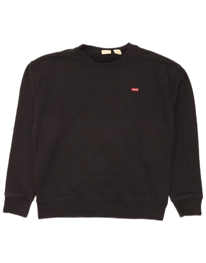 LEVI'S Damen-Sweatshirt-Pullover UK 14 Mittelschwarze Baumwolle