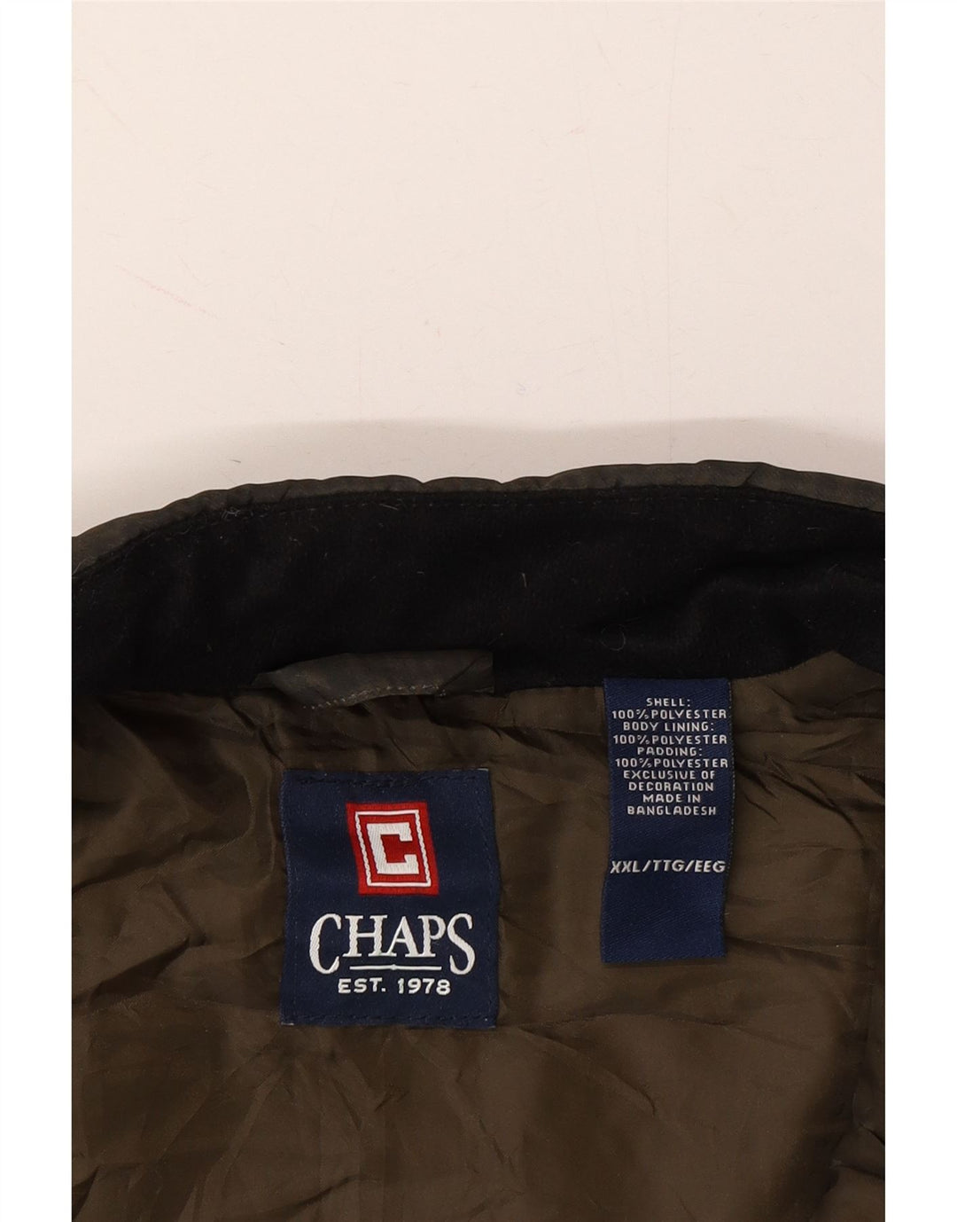 CHAPS Mens Quilted Gilet UK 44 2XL Green Check Polyester Vintage Chaps and Second-Hand Chaps from Messina Hembry 
