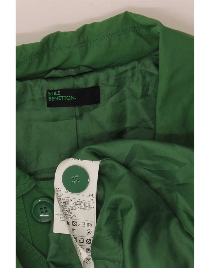Benetton Damen Trenchcoat IT 44 Mittelgrüne Baumwolle